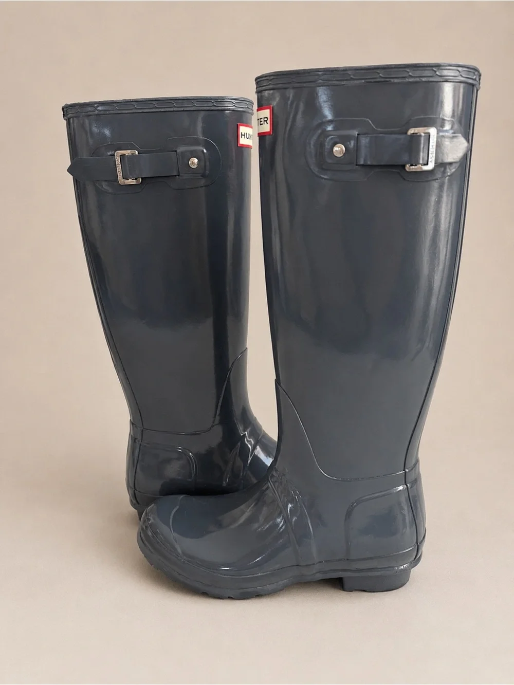 Hunter Original Tall Gloss Rain Boots Graphite Gray Size EU 37 / US 7